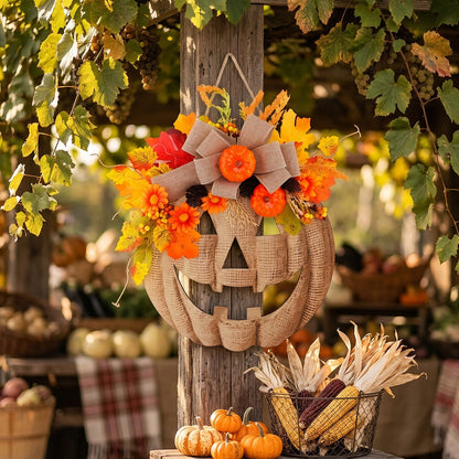 🎃 Remote Controlled LED Pumpkin Wreath | Farmhouse Fall Porch Decor ⭐672 Reviews | 60% Off Limited Time