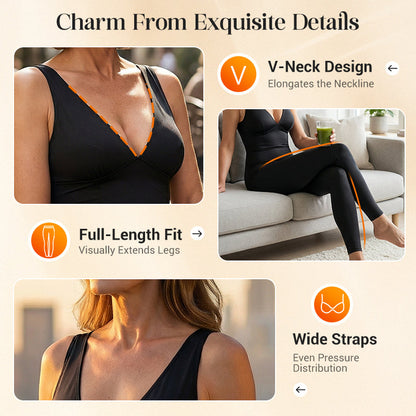 High-Stretch V-Neck Jumpsuit – Flattering Fit & Everyday Comfort