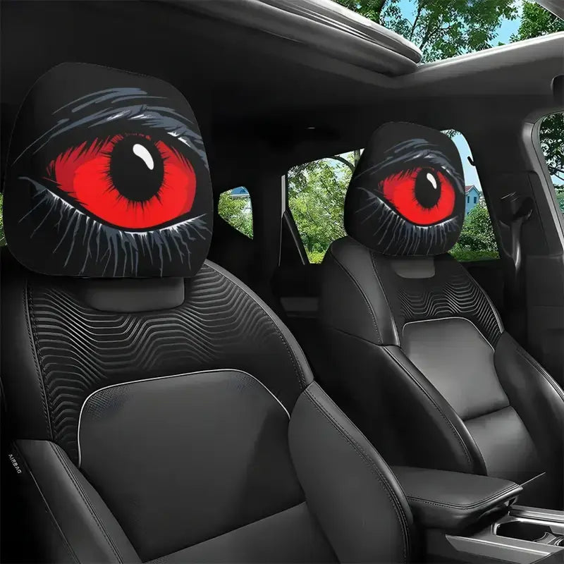 High Elastic 3D Ghost Bride Vivid Print Funny Horror Car Headrest Covers - Polyester Fits SUV/Truck Front Seat Pillow Protectors, Vehicle Accessories, Halloween Gag Gift for Drivers, Road Trips Essential