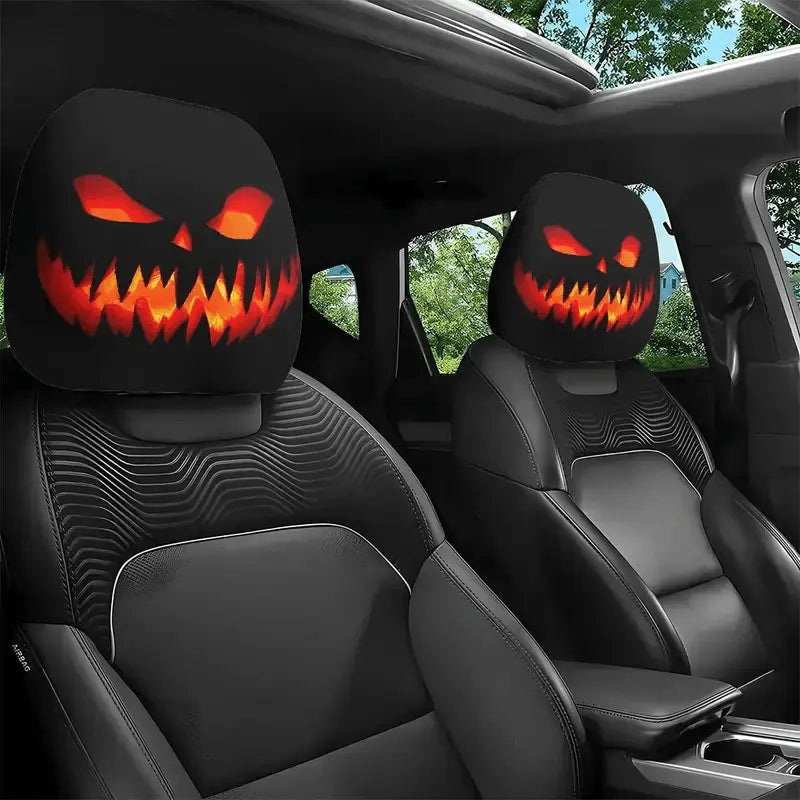 High Elastic 3D Ghost Bride Vivid Print Funny Horror Car Headrest Covers - Polyester Fits SUV/Truck Front Seat Pillow Protectors, Vehicle Accessories, Halloween Gag Gift for Drivers, Road Trips Essential