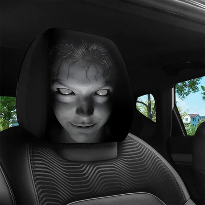 High Elastic 3D Ghost Bride Vivid Print Funny Horror Car Headrest Covers - Polyester Fits SUV/Truck Front Seat Pillow Protectors, Vehicle Accessories, Halloween Gag Gift for Drivers, Road Trips Essential