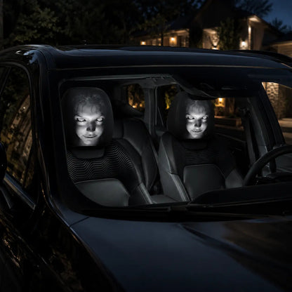 High Elastic 3D Ghost Bride Vivid Print Funny Horror Car Headrest Covers - Polyester Fits SUV/Truck Front Seat Pillow Protectors, Vehicle Accessories, Halloween Gag Gift for Drivers, Road Trips Essential