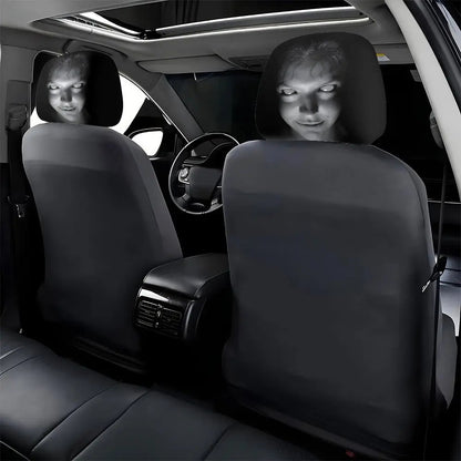 High Elastic 3D Ghost Bride Vivid Print Funny Horror Car Headrest Covers - Polyester Fits SUV/Truck Front Seat Pillow Protectors, Vehicle Accessories, Halloween Gag Gift for Drivers, Road Trips Essential