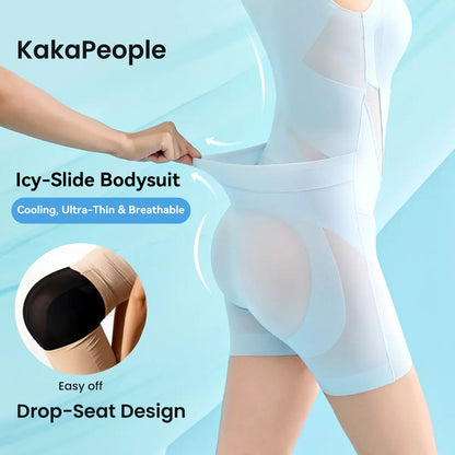 Solvs Icy-Slide Bodysuit, Tummy Control Butt Lifter Faja Shapewear, Ultra Thin Breathable Cooling Seamless Bra Free Body Shaper for Summer