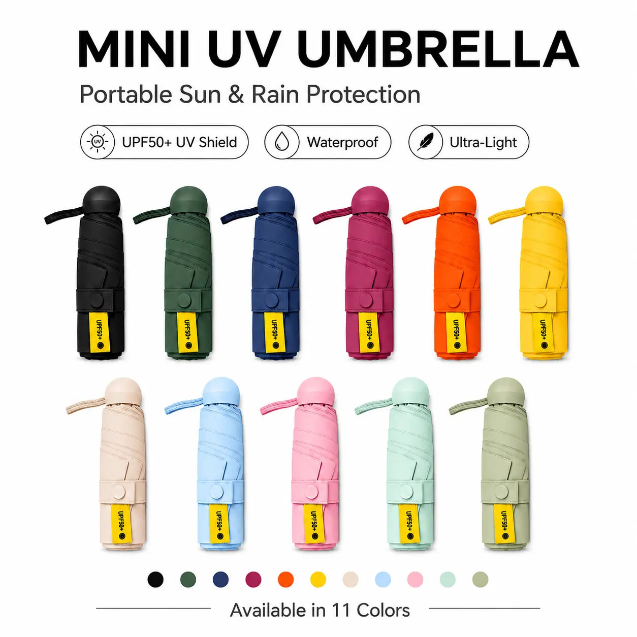 🏖️ UPF50+ Ultra Mini Pocket Umbrella | Dual Sun & Rain Protection, Compact Travel Parasol