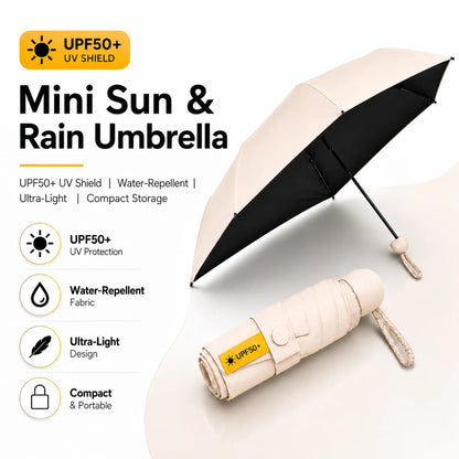 🏖️ UPF50+ Ultra Mini Pocket Umbrella | Dual Sun & Rain Protection, Compact Travel Parasol