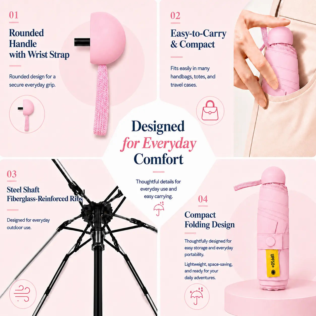 🏖️ UPF50+ Ultra Mini Pocket Umbrella | Dual Sun & Rain Protection, Compact Travel Parasol