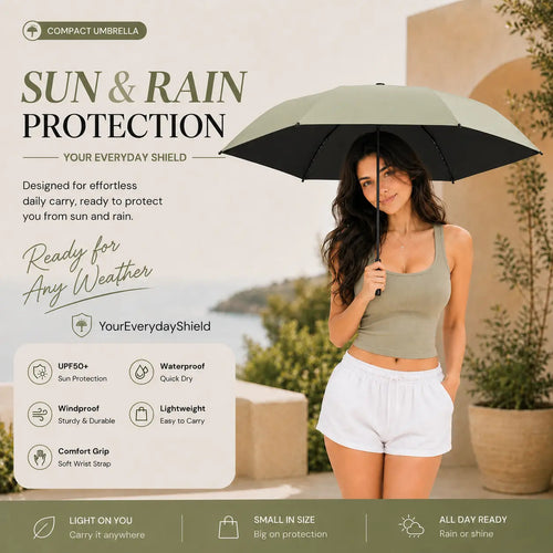 🏖️ UPF50+ Ultra Mini Pocket Umbrella | Dual Sun & Rain Protection, Compact Travel Parasol