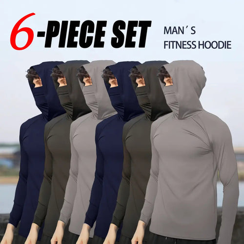 SOLVS 6‑Piece Men’s Casual Hoodie Pullover Set 🌤️ Slim‑Fit Long Sleeve, Lightweight Soft Breathable Tops, Machine‑Washable Multi‑Occasion Menswear