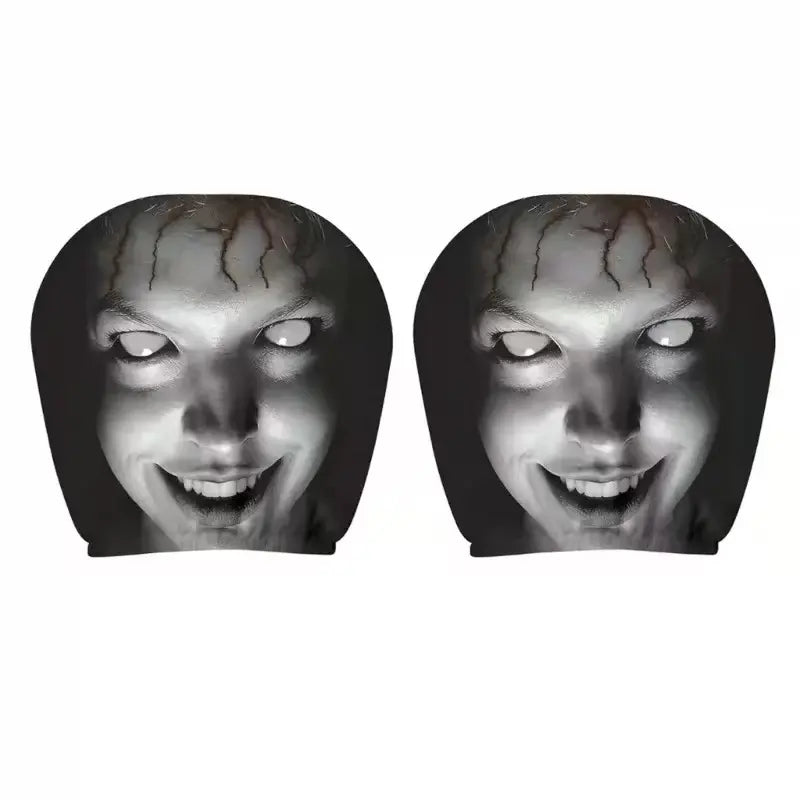 High Elastic 3D Ghost Bride Vivid Print Funny Horror Car Headrest Covers - Polyester Fits SUV/Truck Front Seat Pillow Protectors, Vehicle Accessories, Halloween Gag Gift for Drivers, Road Trips Essential