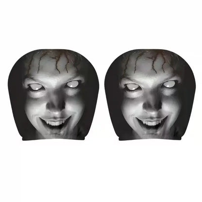 High Elastic 3D Ghost Bride Vivid Print Funny Horror Car Headrest Covers - Polyester Fits SUV/Truck Front Seat Pillow Protectors, Vehicle Accessories, Halloween Gag Gift for Drivers, Road Trips Essential