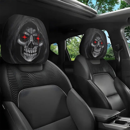 High Elastic 3D Ghost Bride Vivid Print Funny Horror Car Headrest Covers - Polyester Fits SUV/Truck Front Seat Pillow Protectors, Vehicle Accessories, Halloween Gag Gift for Drivers, Road Trips Essential
